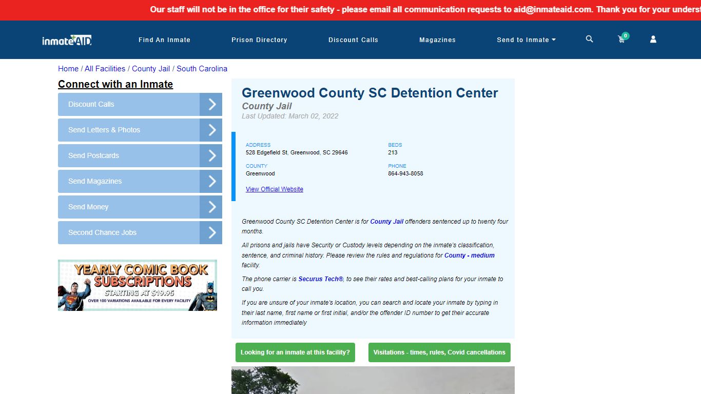 Greenwood County SC Detention Center - Inmate Locator ...